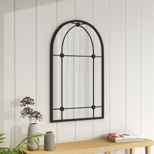 Load image into Gallery viewer, Arched Wall Hanging Metal Windowpane Mirror Home Decoration