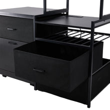 Load image into Gallery viewer, Black Mini Fridge Stand with Wine Rack and Power Socket