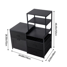 Load image into Gallery viewer, Black Mini Fridge Stand with Wine Rack and Power Socket