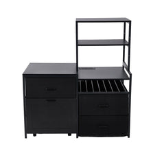 Load image into Gallery viewer, Black Mini Fridge Stand with Wine Rack and Power Socket