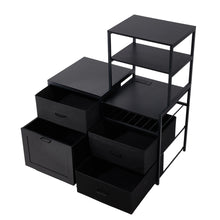 Load image into Gallery viewer, Black Mini Fridge Stand with Wine Rack and Power Socket