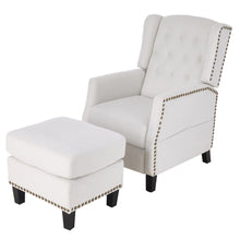 Load image into Gallery viewer, Pushback Reclining Chair Armchair with Footstool