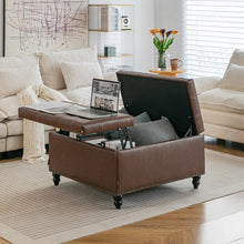 Load image into Gallery viewer, Square PU Leather Upholstered Storage Ottoman with Lift-Top & Flip Design