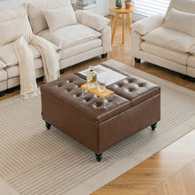 Load image into Gallery viewer, Square PU Leather Upholstered Storage Ottoman with Lift-Top & Flip Design