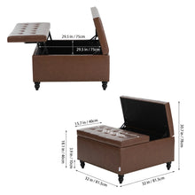 Load image into Gallery viewer, Square PU Leather Upholstered Storage Ottoman with Lift-Top & Flip Design
