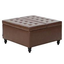 Load image into Gallery viewer, Square PU Leather Upholstered Storage Ottoman with Lift-Top & Flip Design