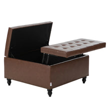 Load image into Gallery viewer, Square PU Leather Upholstered Storage Ottoman with Lift-Top & Flip Design