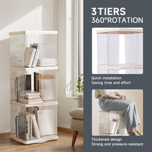 Load image into Gallery viewer, 3-Tier Plastic Square Rotating Bookshelf
