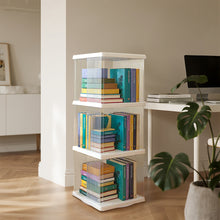 Load image into Gallery viewer, 3-Tier Plastic Square Rotating Bookshelf