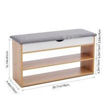Load image into Gallery viewer, 3-Tier Shoe Storage Bench with Padded Seat