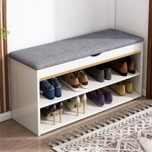 Load image into Gallery viewer, 3-Tier Shoe Storage Bench with Padded Seat
