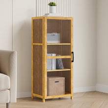 Load image into Gallery viewer, 3-Tier Narrow Bookcase Storage Cabinet with Acrylic Door