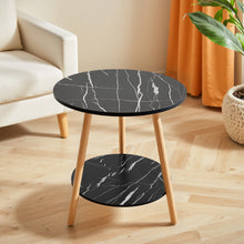 Load image into Gallery viewer, Double-Tier Round Wooden Side Table