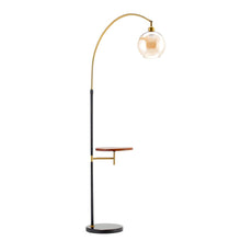 Load image into Gallery viewer, Modern Adjustable Arc Floor Lamp with Wood Tray Floor Lamps Living and Home