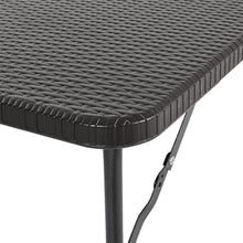 Load image into Gallery viewer, 3ft W Rectangular Black Folding Table Rattan Plastic for Outdoor Garden Dining Tables Living and Home