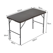 Load image into Gallery viewer, 3ft W Rectangular Black Folding Table Rattan Plastic for Outdoor Garden Dining Tables Living and Home