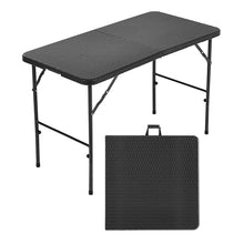 Load image into Gallery viewer, 3ft W Rectangular Black Folding Table Rattan Plastic for Outdoor Garden Dining Tables Living and Home