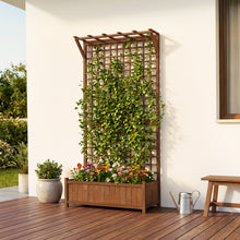 Load image into Gallery viewer, Wood Planter Raised Garden Bed with Trellis & Hanging Roof