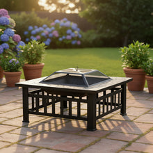 Load image into Gallery viewer, Heavy Duty Outdoor Fire Pit with Mesh Spark Screen and Grill Grate