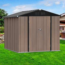 Load image into Gallery viewer, 6x8FT Metal Garden Storage Shed with Lockable Door