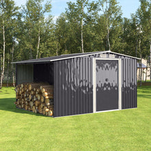 Load image into Gallery viewer, Garden Metal Storage Shed with Log Storage
