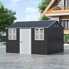 Load image into Gallery viewer, 12x10FT Metal Apex Roof Garden Tool Shed