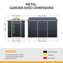 Load image into Gallery viewer, 6x8 FT Metal Apex Roof Garden Tool Storage Shed