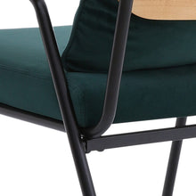Load image into Gallery viewer, Green Upholstered Rattan Back Armchair with Metal Legs Lounge Chairs Living and Home