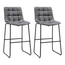 Load image into Gallery viewer, 2Pcs Grey Tufted Faux Leather Counter Height Barstool Bar Stools Living and Home