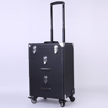 Load image into Gallery viewer, 2 Drawers Portable Lockable Cosmetic Makeup Travel Case Black/Purple Makeup Organizers Living and Home