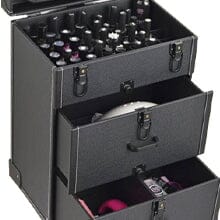 Load image into Gallery viewer, 2 Drawers Portable Lockable Cosmetic Makeup Travel Case Black/Purple Makeup Organizers Living and Home