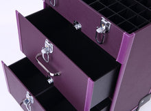 Load image into Gallery viewer, 2 Drawers Portable Lockable Cosmetic Makeup Travel Case Black/Purple Makeup Organizers Living and Home