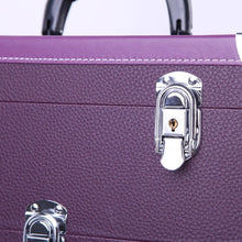Load image into Gallery viewer, 2 Drawers Portable Lockable Cosmetic Makeup Travel Case Black/Purple Makeup Organizers Living and Home