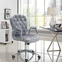 Load image into Gallery viewer, Celestial Gray Office Chair with Velvet Upholstery and Chrome Base Living and Home