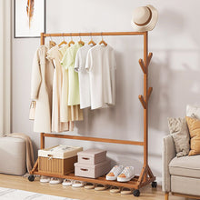 Load image into Gallery viewer, Bamboo Garment Hat Rack with Wheels