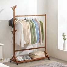 Load image into Gallery viewer, Bamboo Garment Hat Rack with Wheels