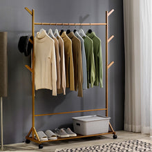 Load image into Gallery viewer, Bamboo Garment Hat Rack with Wheels Living and Home