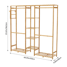 Load image into Gallery viewer, Wooden Clothes Rack with Side Hooks