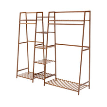 Load image into Gallery viewer, Trapezoid Bamboo Garment Rack with Tiered Storage Shelves
