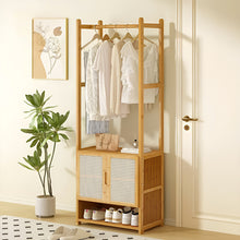 Load image into Gallery viewer, Freestanding Wooden Clothes Rack with Cabinet