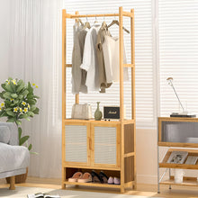 Load image into Gallery viewer, Freestanding Wooden Clothes Rack with Cabinet