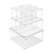 Load image into Gallery viewer, Set of 10 Stackable Clear Fridge Organisers Storage Boxes