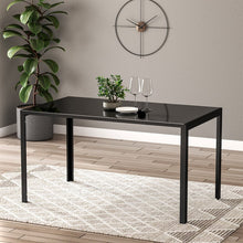 Load image into Gallery viewer, 1.4M Modern Black Glass Dining Table with Metal Legs Dining Tables Living and Home