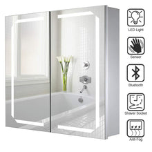 Load image into Gallery viewer, Double Door Smart LED Bathroom Mirror Cabinet with Anti Fog Bathroom Mirror Cabinets Living and Home