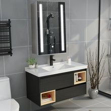 Load image into Gallery viewer, 80cm Height LED Bathroom Mirror Cabinet with Shelves Socket Bathroom Mirror Cabinets Living and Home