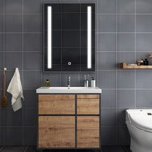 Load image into Gallery viewer, 80cm Height LED Bathroom Mirror Cabinet with Shelves Socket Bathroom Mirror Cabinets Living and Home