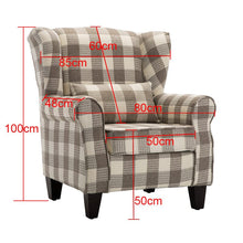 Load image into Gallery viewer, Elegant Coffee Checkered Sofa with Cushions and Walnut Legs Living and Home