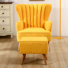 Load image into Gallery viewer, Occasion Faux Wool Wingback Chair Padded Armchair and Footstool Wingback Chairs Living and Home