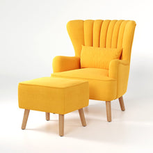 Load image into Gallery viewer, Occasion Faux Wool Wingback Chair Padded Armchair and Footstool Wingback Chairs Living and Home
