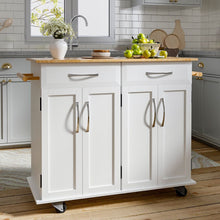 Load image into Gallery viewer, 3ft Wooden Large Catering Trolley Cart Kitchen Cabinet with Drawer Kitchen Trolleys Living and Home White